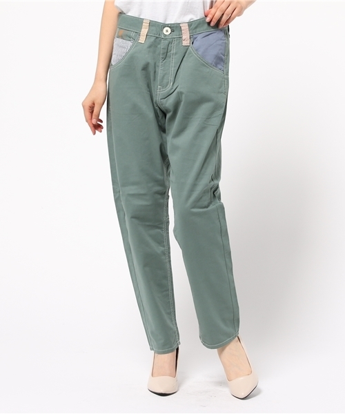 POU DOU DOU(プードゥドゥ)の「コットンサージチューリップと鳥裏プリントパンツ(その他パンツ・レディース・オフホワイト/ミント/インディゴブルー/ピンクベージュ・3/2)」の3枚目の写真