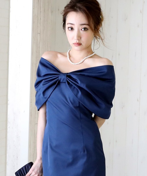 セール ビックリボン オフショルダーワンピース 半端丈 ドレス Dress Lab ドレスラボ のファッション通販 Zozotown