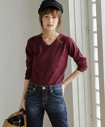 Re:EDIT | [リエディ]洗えるVネックハイゲージニットトップス[2016秋新作][リエディオリジナル]トップス/ニットトップス(ニット/セーター)