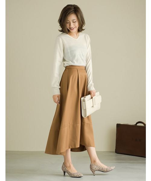 Re:EDIT（リエディ）の「[リエディ]洗えるVネックハイゲージニットトップス[リエディオリジナル]トップス/ニットトップス（ニット/セーター・レディース・グレー/チャコールグレー/ブラック/アイボリー/ネイビー/モカ/ベージュ/ピンクベージュ/ワイン/サックスブルー・LARGE/MEDIUM）」の20枚目の写真