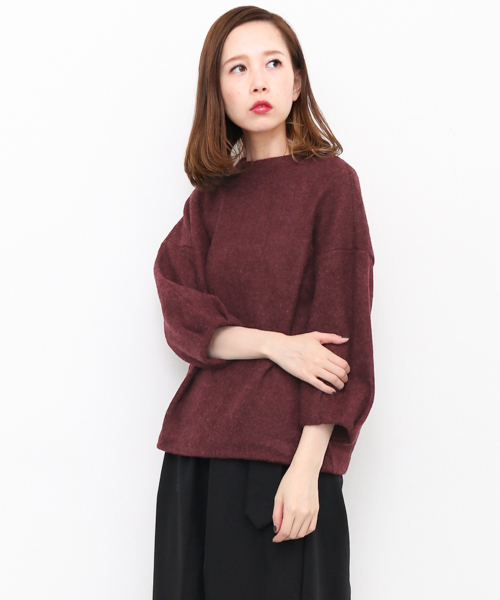 KBF（ケイビーエフ）の「KBF ハイネックソフトカットソー（Tシャツ/カットソー・レディース・ボルドー/チャコールグレー/グレー/イエロー・ONE）」の4枚目の写真