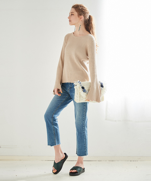 titivate（ティティベイト）の「ｸﾛｽ結びﾌﾗｯﾄｻﾝﾀﾞﾙ（サンダル・レディース・グレー/ホワイト/グリーン/ブラック/ベージュ/ネイビー・LL/L/M/S）」の8枚目の写真