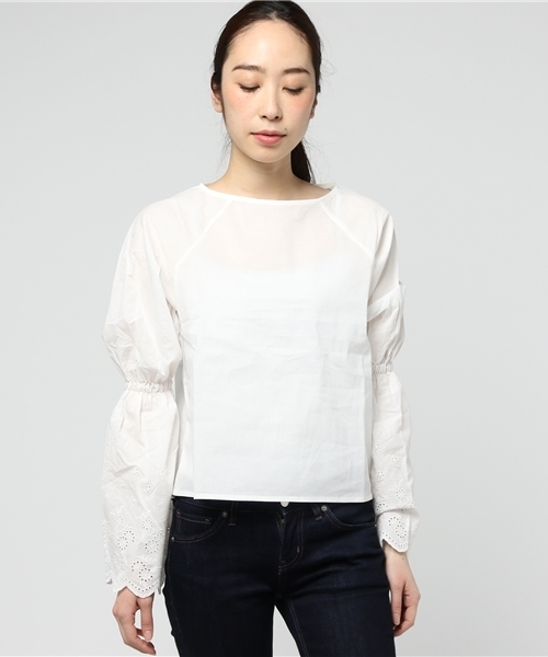 MERLOT(メルロー)の「コットンレースフレアスリーブブラウス587-4527(シャツ/ブラウス・レディース・ベージュ/オレンジ/ホワイト・FREE)」の6枚目の写真