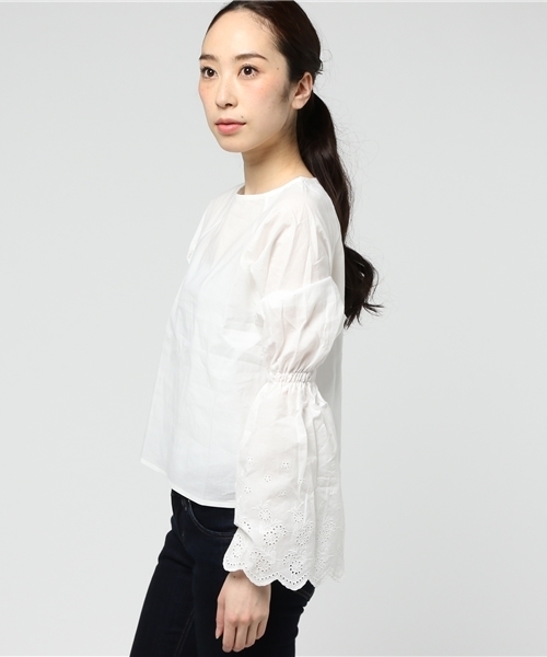 MERLOT(メルロー)の「コットンレースフレアスリーブブラウス587-4527(シャツ/ブラウス・レディース・ベージュ/オレンジ/ホワイト・FREE)」の7枚目の写真