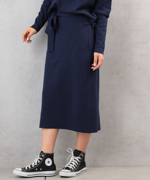 COLONY 2139（コロニートゥーワンスリーナイン）の「28/2強撚C/AC12GG1PLYミラノリブタイトスカート（スカート・レディース・ピンクベージュ/オフホワイト/ネイビー・FREE）」の7枚目の写真