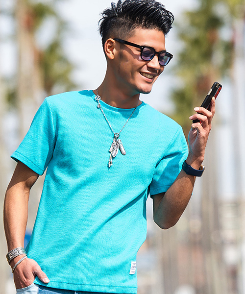 CavariA（キャバリア）の「『CavariA/キャバリア』サーマル無地半袖Tシャツ【3ネックタイプから選べる】（Tシャツ/カットソー・メンズ・ホワイト/ライトピンク/ネイビー/ブラック/カーキ/グレー/ターコイズブルー/ブラック系その他3/グレー系その他2/グリーン系その他3/ブルー系その他3/ブルー系その他6/ホワイト系その他3/ピンク系その他3/ブラック系その他/グレー系その他/グレー系その他3/ブルー系その他/ブルー系その他5/ピンク系その他2/ホワイト系その他/グリーン系その他2/ブラック系その他2/ブルー系その他2/ホワイト系その他2/ピンク系その他/ブルー系その他4/グリーン系その他・L/M/XL）」の18枚目の写真