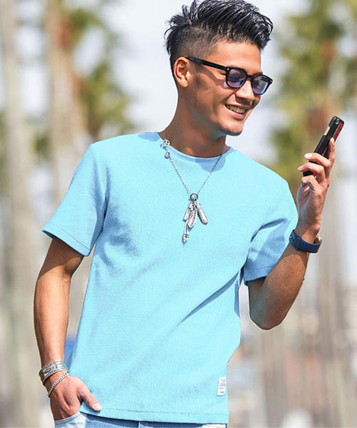 CavariA（キャバリア）の「『CavariA/キャバリア』サーマル無地半袖Tシャツ【3ネックタイプから選べる】（Tシャツ/カットソー・メンズ・ホワイト/ライトピンク/ネイビー/ブラック/カーキ/グレー/ターコイズブルー/ブラック系その他3/グレー系その他2/グリーン系その他3/ブルー系その他3/ブルー系その他6/ホワイト系その他3/ピンク系その他3/ブラック系その他/グレー系その他/グレー系その他3/ブルー系その他/ブルー系その他5/ピンク系その他2/ホワイト系その他/グリーン系その他2/ブラック系その他2/ブルー系その他2/ホワイト系その他2/ピンク系その他/ブルー系その他4/グリーン系その他・L/M/XL）」の22枚目の写真