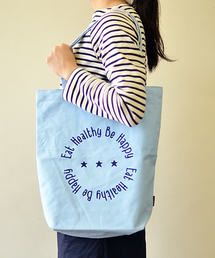 Eat Healthy Be Happy トートバッグS ブルー