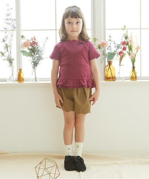 apres les cours（アプレレクール）の「スカラップキュロットパンツ ショート丈（その他パンツ・キッズ・カーキ/レッド/ネイビー/ベージュ・140/80/90/100/130/110/120）」の16枚目の写真