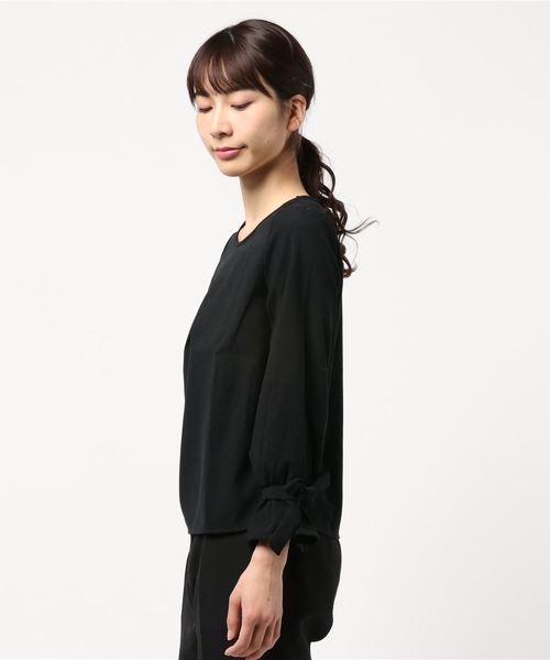 KOBE LETTUCE（コウベレタス）の「[グレンチェック柄or無地]袖リボン×タックデザインブラウス＊トップス/レディース[C2938]神戸レタス（シャツ/ブラウス・レディース・ブラック/ネイビー/ピンク/ボルドー/キャメル/チェック/ワイン/マスタード/ピンクベージュ/グレー系その他/ブラック系その他・FREE）」の14枚目の写真