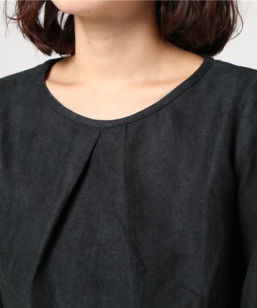 KOBE LETTUCE（コウベレタス）の「[グレンチェック柄or無地]袖リボン×タックデザインブラウス＊トップス/レディース[C2938]神戸レタス（シャツ/ブラウス・レディース・ブラック/ネイビー/ピンク/ボルドー/キャメル/チェック/ワイン/マスタード/ピンクベージュ/グレー系その他/ブラック系その他・FREE）」の18枚目の写真