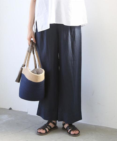 coen（コーエン）の「フレンチリネンツイルパンツⅠ(XL⇒WEB限定)（その他パンツ・レディース・ベージュ/カーキ/ネイビー・SMALL/MEDIUM/X-LARGE/LARGE）」の3枚目の写真