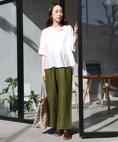 coen（コーエン）の「フレンチリネンツイルパンツⅠ(XL⇒WEB限定)（その他パンツ・レディース・ベージュ/カーキ/ネイビー・SMALL/MEDIUM/X-LARGE/LARGE）」の18枚目の写真
