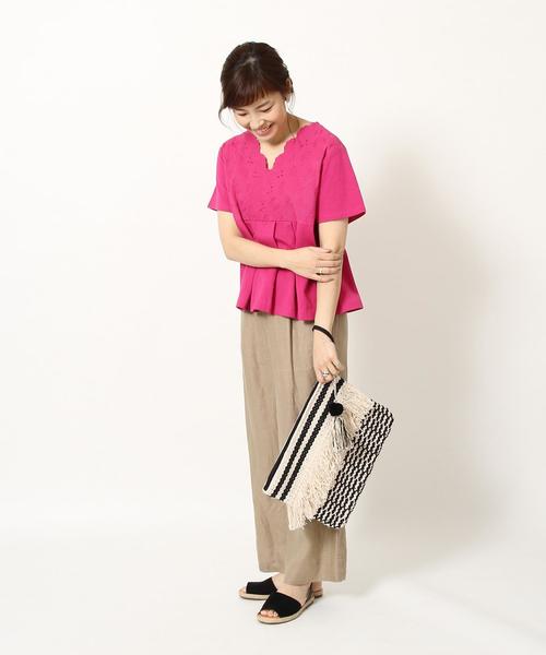 coen（コーエン）の「フレンチリネンツイルパンツⅠ(XL⇒WEB限定)（その他パンツ・レディース・ベージュ/カーキ/ネイビー・SMALL/MEDIUM/X-LARGE/LARGE）」の9枚目の写真