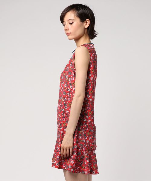 WEGO（ウィゴー）の「WEGO/ラインリブノースリーブフラワーワンピース（ワンピース・レディース・レッド・FREE）」の3枚目の写真