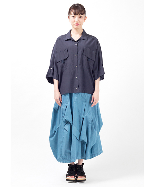 mercibeaucoup,（メルシーボークー）の「Ｂ：かるツイル（Ｓ）（スカート・レディース・ブラック/カーキ/ブルー・01）」の7枚目の写真