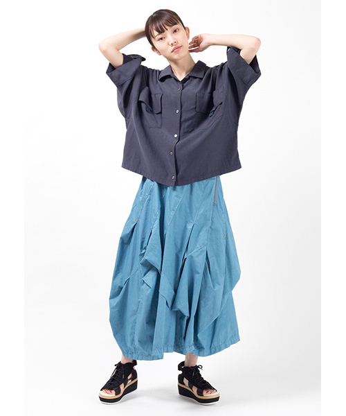 mercibeaucoup,（メルシーボークー）の「Ｂ：かるツイル（Ｓ）（スカート・レディース・ブラック/カーキ/ブルー・01）」の10枚目の写真