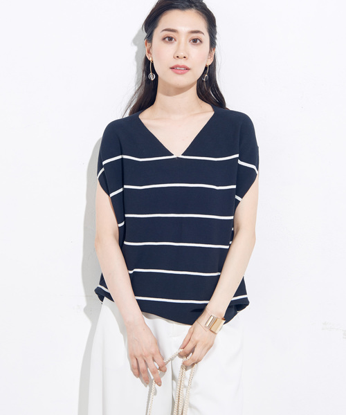 un dix cors（アンディコール）の「ガーターコクーンボーダーニット（ニット/セーター・レディース・ホワイト/ネイビー・FREE）」の12枚目の写真