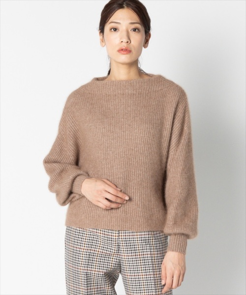 フェレット混畦モックネックプルオーバー