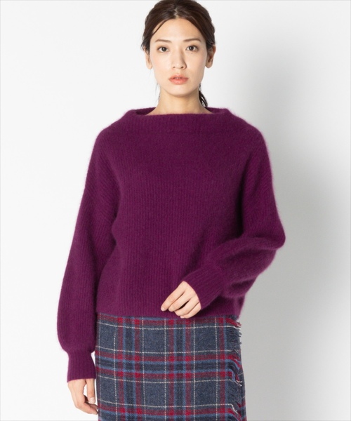 フェレット混畦モックネックプルオーバー