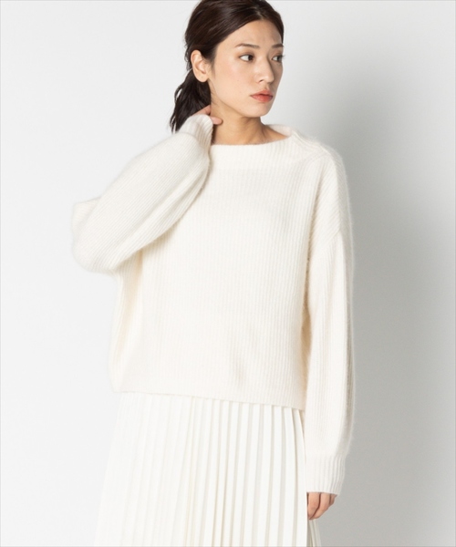 フェレット混畦モックネックプルオーバー