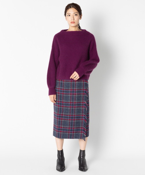 フェレット混畦モックネックプルオーバー