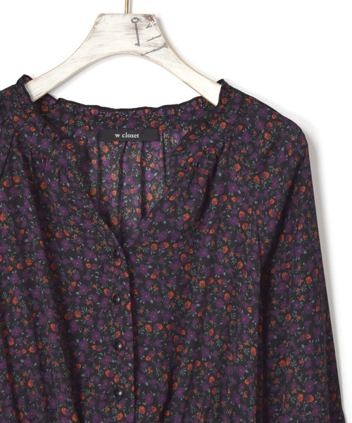 w closet(ダブルクローゼット)の「小花柄襟フリルロングワンピース_(ワンピース・レディース・ブラック/ブラウン/サックスブルー・FREE)」の10枚目の写真