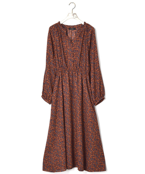 w closet(ダブルクローゼット)の「小花柄襟フリルロングワンピース_(ワンピース・レディース・ブラック/ブラウン/サックスブルー・FREE)」の19枚目の写真