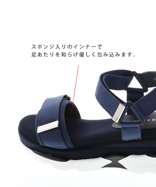 RANDA（ランダ）の「ストレスフリー/メタルパーツスポーティサンダル（サンダル・レディース・ブラック/ネイビー/ブラウン・LL/S/M/L）」の9枚目の写真