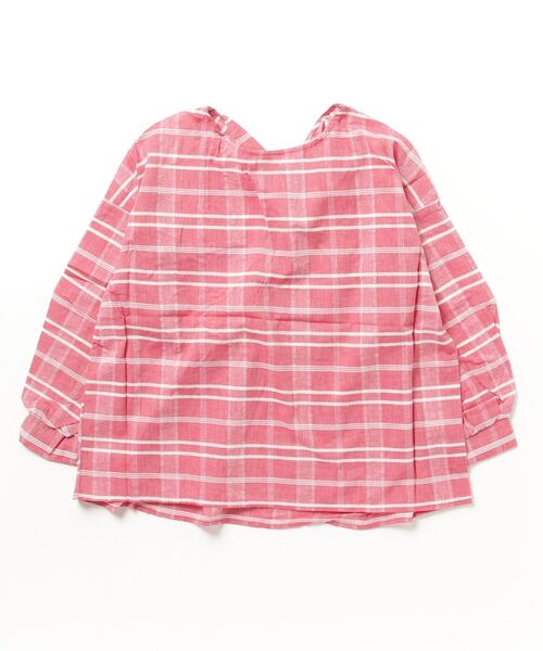 STYLEBLOCK（スタイルブロック）の「ガーゼ先染めチェックバックツイストブラウス（シャツ/ブラウス・レディース・ベージュ/レッド/グリーン/ネイビー・M）」の4枚目の写真
