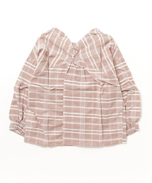 STYLEBLOCK（スタイルブロック）の「ガーゼ先染めチェックバックツイストブラウス（シャツ/ブラウス・レディース・ベージュ/レッド/グリーン/ネイビー・M）」の5枚目の写真