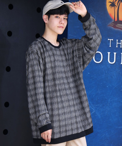 revertical(リバーティカル)の「グレンチェック柄 長袖 プルオーバー スウェット(Tシャツ/カットソー・メンズ・ブラック/レッド/チャコールグレー・M/L)」の10枚目の写真