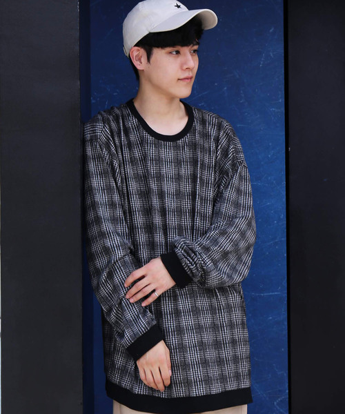 revertical(リバーティカル)の「グレンチェック柄 長袖 プルオーバー スウェット(Tシャツ/カットソー・メンズ・ブラック/レッド/チャコールグレー・M/L)」の12枚目の写真