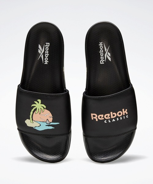 Reebok（リーボック）の「クラシック スライド（サンダル・メンズ・ホワイト×ブラック/イエロー/ピンク/ブラック×ホワイト/グレー/ホワイト×ブルー/ブラック系その他/ホワイト×レッド/ホワイト系その他/エメラルド/ブラック/ライトブルー/ネイビー/レッド/ホワイト×ネイビー/ブルー/ダークグレー/ホワイト/ライトグレー/ブルー系その他/ブラック系その他2/ネイビー×ホワイト/ベージュ・28.0cm/29.0cm/27.0cm/23.0cm/26.0cm/30.0cm/24.0cm/25.0cm）」の10枚目の写真