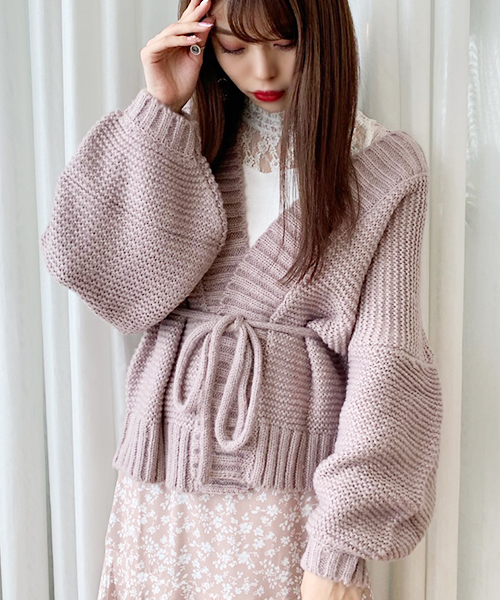 apres jour(アプレジュール)の「手編み風トッパーカーディガン【ZOZOTOWN限定アイテム】19AW★(カーディガン/ボレロ・レディース・カーキ/モカ/ラベンダー/ライトベージュ・フリー)」の6枚目の写真