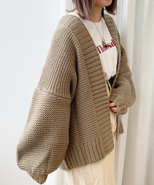 apres jour(アプレジュール)の「手編み風トッパーカーディガン【ZOZOTOWN限定アイテム】19AW★(カーディガン/ボレロ・レディース・カーキ/モカ/ラベンダー/ライトベージュ・フリー)」の16枚目の写真