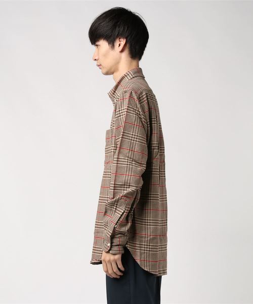 GITMAN VINTAGE(ギットマン ヴィンテージ)の「GITMAN VINTAGE/ギットマンヴィンテージ COTTON HOUNDSTOOTH TWEED SHIRT(シャツ/ブラウス・メンズ・ブラウン/ネイビー・M/L)」の3枚目の写真