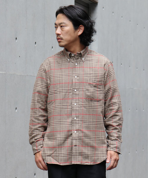GITMAN VINTAGE(ギットマン ヴィンテージ)の「GITMAN VINTAGE/ギットマンヴィンテージ COTTON HOUNDSTOOTH TWEED SHIRT(シャツ/ブラウス・メンズ・ブラウン/ネイビー・M/L)」の19枚目の写真