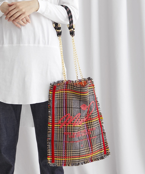 MUVEIL(ミュベール)の「【MUVEIL(ミュベール)】フィルムチェックトートバッグ MA93EBG003(トートバッグ・レディース・ブラック/ブラウン・FREE)」の2枚目の写真