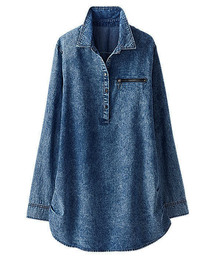 BELLUNA | デニム素材ジッパーデザインチュニック(シャツ/ブラウス)