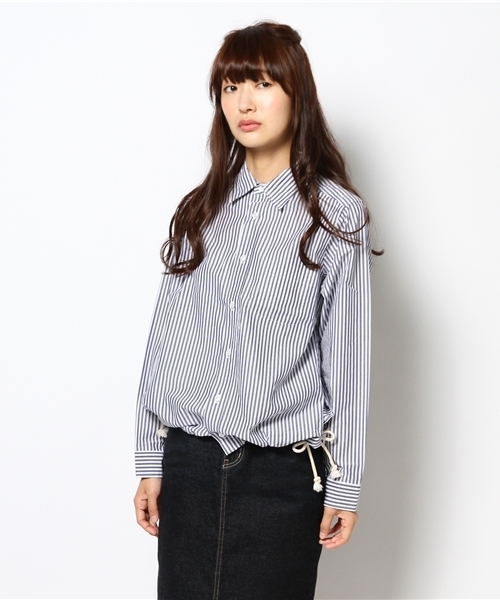 BEAMS BOY（ビームスボーイ）の「◎BEAMS BOY / サイドスリット ドローコード シャツ（シャツ/ブラウス・レディース・ワイン/インディゴブルー/ネイビー・ONE SIZE）」の3枚目の写真