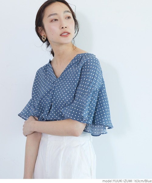 coca(coca)(コカ)の「袖フレアドットブラウス(シャツ/ブラウス・レディース・ブラック/ブルー・ONE SIZE)」の15枚目の写真
