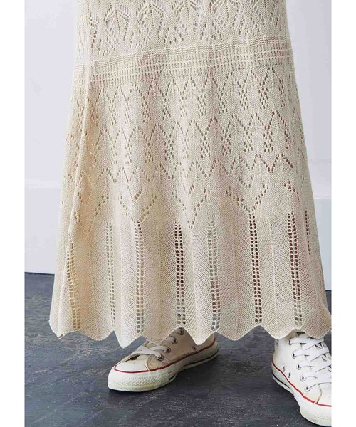 MEDE19F（メデジュウキュウ）の「ＭＥＤＥ１９Ｆ　透かし編みニットスカート（スカート・レディース・アイボリー/キャメル・MEDIUM/LARGE/X-LARGE/NM）」の10枚目の写真