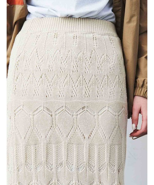 MEDE19F（メデジュウキュウ）の「ＭＥＤＥ１９Ｆ　透かし編みニットスカート（スカート・レディース・アイボリー/キャメル・MEDIUM/LARGE/X-LARGE/NM）」の12枚目の写真