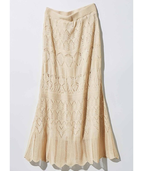 MEDE19F（メデジュウキュウ）の「ＭＥＤＥ１９Ｆ　透かし編みニットスカート（スカート・レディース・アイボリー/キャメル・MEDIUM/LARGE/X-LARGE/NM）」の14枚目の写真