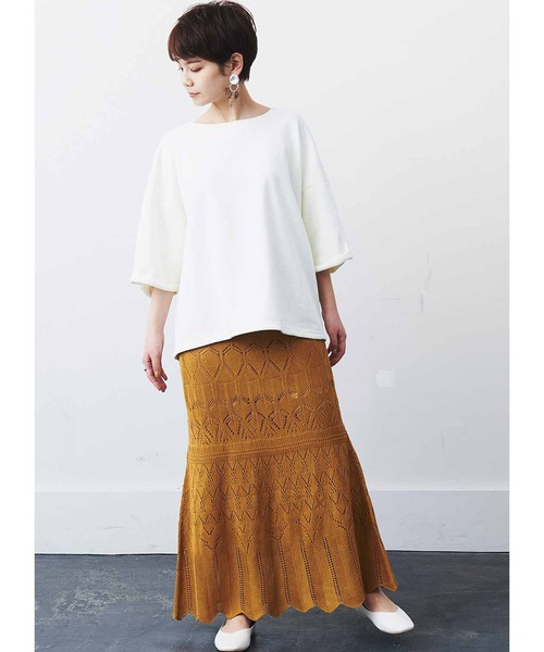 MEDE19F（メデジュウキュウ）の「ＭＥＤＥ１９Ｆ　透かし編みニットスカート（スカート・レディース・アイボリー/キャメル・MEDIUM/LARGE/X-LARGE/NM）」の7枚目の写真
