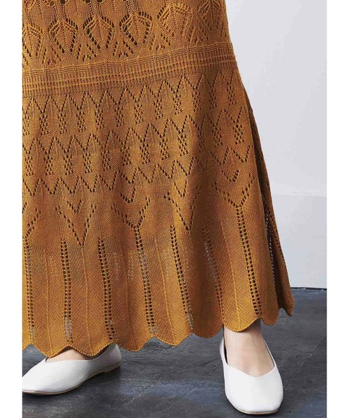 MEDE19F（メデジュウキュウ）の「ＭＥＤＥ１９Ｆ　透かし編みニットスカート（スカート・レディース・アイボリー/キャメル・MEDIUM/LARGE/X-LARGE/NM）」の11枚目の写真
