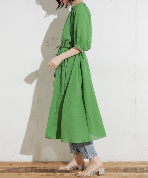 natural couture（ナチュラルクチュール）の「綿シフォンシアーシャツワンピース（ワンピース・レディース・ブラック/グレイッシュベージュ/グリーン/ラベンダー・FREE）」の22枚目の写真