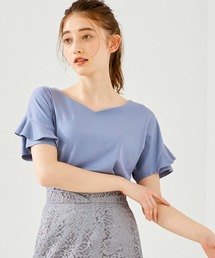 フリルスリーブハートネックゆるカットソープルオーバー