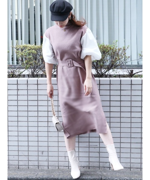 ROYAL PARTY(ロイヤルパーティー)の「【ZOZO限定】ボリュームスリーブドッキングニットワンピース(ワンピース・レディース・ブラック/ライトグレー/キャメル・FREE)」の9枚目の写真